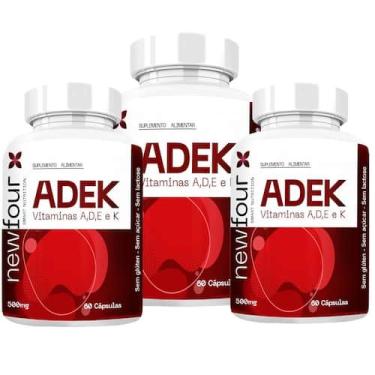 Imagem de Suplemento Adek Vitaminas A D E K Kit 3 Unidades 60 Cápsulas - New Fou