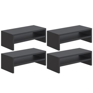 Imagem de Kit 04 Suportes Stand Para Monitores Mesa Escritório Home Office Lap L03 Preto - Lyam Decor