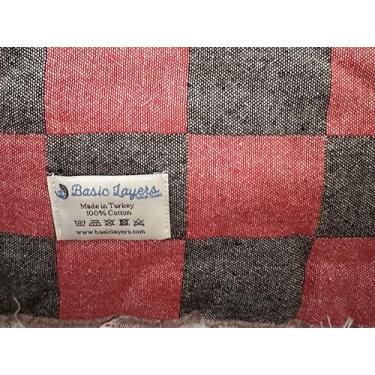Imagem de Cobertor aconchegante Buffalo Check – Manta de algodão xadrez vermelho e cinza com franja | Cobertor decorativo macio para sofá, sofá e cama | Estilo rústico de cabana de fazenda | 100% algodão | 142