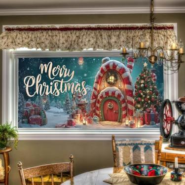 Imagem de HOMETITUTE Película para janela de Natal, árvore de doces, Feliz Natal, adesivo decorativo de vidro, adesivos de janela de privacidade, para casa, sala de estar, quarto, escritório, 100 x 44 cm