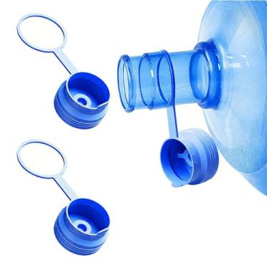 Imagem de 2 peças tampa de garrafa de água de 3 e 5 galões reutilizável de silicone de grau alimentício tampa de substituição de galão 55 mm