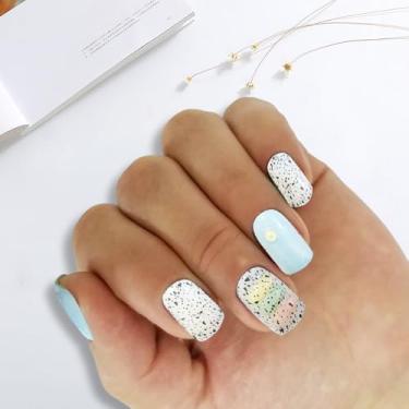 Imagem de Conjunto de 12 peças de adesivos de unhas DIY para mulheres, kit de pontas de unhas reutilizáveis para looks estilosos, festa, viagem, escritório, uso diário, arte em casa ou salão de beleza