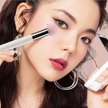 Imagem de 1 mini pincel corretivo com cabeça de esponja para aplicação e realce de maquiagem de precisão, ideal para cobertura e contorno de manchas, branco