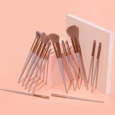 Imagem de Conjunto de pincéis de maquiagem de 13 peças, pincéis cosméticos de cerdas macias com bolsa, kit de pincéis de beleza profissional para rosto, base e contorno