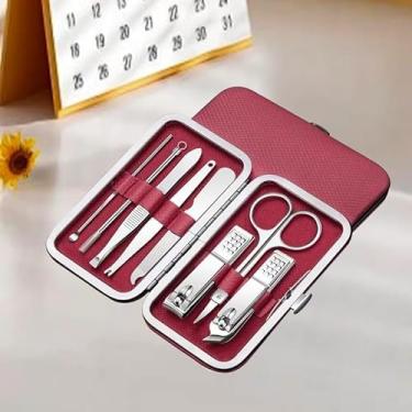 Imagem de Conjunto de cortador de unhas de aço inoxidável de 8 peças, kit de manicure profissional com cortadores de unha, tesoura de cutícula, colher de orelha, ferramentas portáteis de cuidado de unhas para