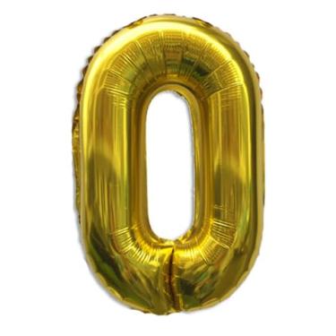 Imagem de Balão dourado número 0 de 81 cm para decoração de 1º aniversário, balões grandes autoinfláveis com números dourados de 0 a 9, balões de hélio dourados para mulheres, homens, artigos de festa de