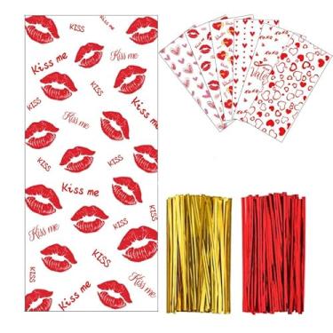 Imagem de 50 sacos de celofane Kiss – Sacos de plástico transparente para presente e lanche