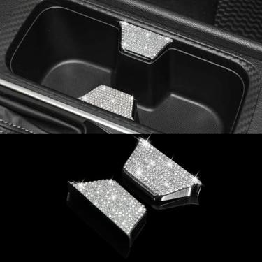 Imagem de TOMALL Acabamento de porta-copo de carro Bling compatível com Nissan Sentra 2020 2021 2022 2023 console central de carro capa de moldura suporte de água acessórios interiores brilhantes para carro