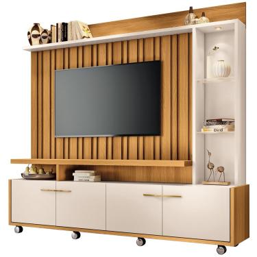 Imagem de Estante Painel para TV 60 Pol com LED Ian B01 Cinamomo Off White - Lyam Decor