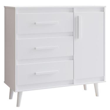Imagem de Cômoda Sapateira Mila 1 Porta 3 Gavetas Branco Moblis