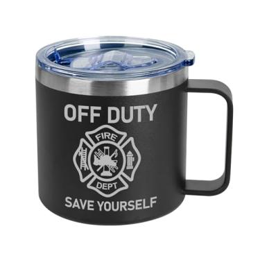 Imagem de Jogskeor Presentes de bombeiro para homens, caneca de café com isolamento de bombeiro, presentes de Natal para bombeiro, pai, tio, namorado, 400 ml