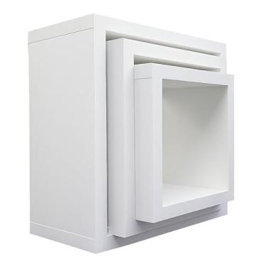Imagem de Trio de Nichos Decorativos em MDF Branco – Tamanhos P, M e G