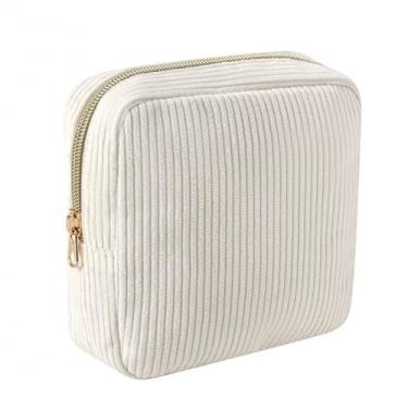 Imagem de Linda bolsa de maquiagem pequena de veludo cotelê com zíper, mini bolsa estética com estampa de urso para bolsa, bolsa de batom com bolso para chave, porta-cartões, organizador de cabos de dados para