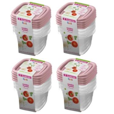 Imagem de Kit 16 Potes Para Alimentos Quadrado 200 ML Transparente - Sanremo