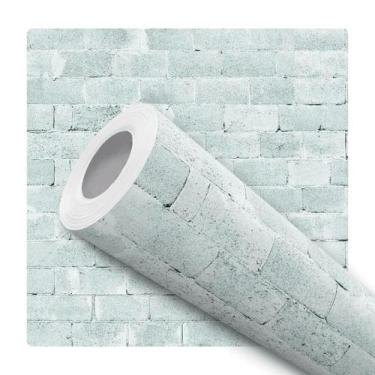 Imagem de Papel De Parede Adesivo Lavável Sala Tijolo Rustico Verde Claro - Deli