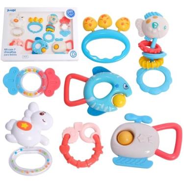 Imagem de Kit Com 7 Chocalhos e Mordedores para Bebês Yuupi