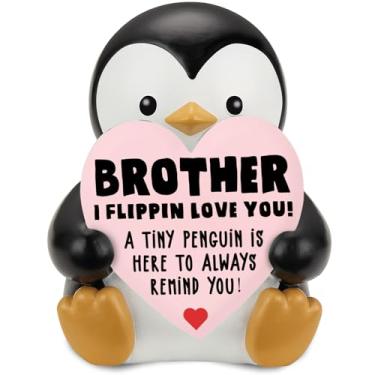 Imagem de Positive Cute Mini Resin Penguin Birthday Gifts for Brother Boy Friend, Mini Funny Brother Gifts from Sister Brother, I Love You Brother for Birthday Graduation Christmas Emotional Present Wgg8