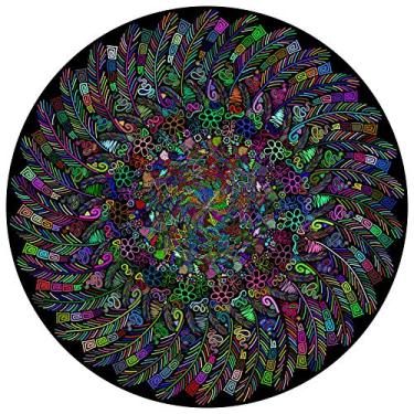 Imagem de Bgraamiens Quebra-cabeças da pena indiana, 1000 peças quebra-cabeças redondo de cor desafio quebra-cabeças para adultos e crianças