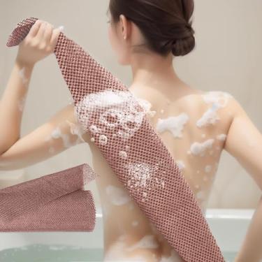 Imagem de 1 esponja de rede africana, esponja de banho, esfoliante corporal de chuveiro, esponja de rede esfoliante africana, esfoliante corporal africano, adequado para uso diário (marrom1)