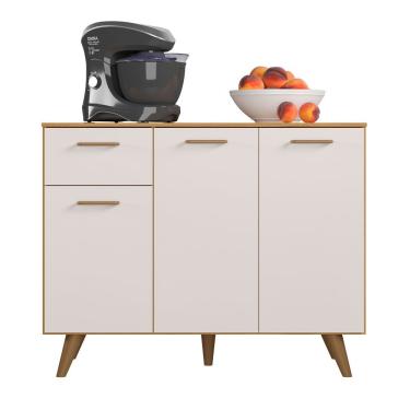 Imagem de Balcão De Cozinha Com Tampo 1,05cm 3 Portas E 1 Gaveta Freijó Uv/off Acetinado Olinda - Poliman