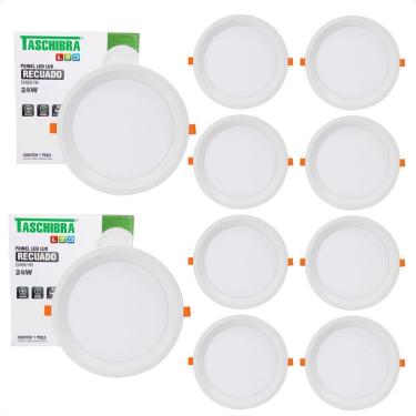 Imagem de Kit 10 Painel De Led Redondo Embutir Recuado 24w Bivolt Taschibra 6500k Frio