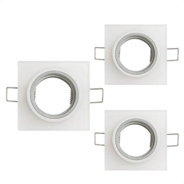 Imagem de Kit 3 Spot Taschibra Quadrado Embutir Vidro Jateado Sp23 Mr16 Bivolt