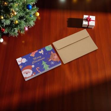 Imagem de 1 conjunto de cartões de felicitações de Natal desenho animado Feliz Natal com papel envelope azul 12,7 x 8,4 cm