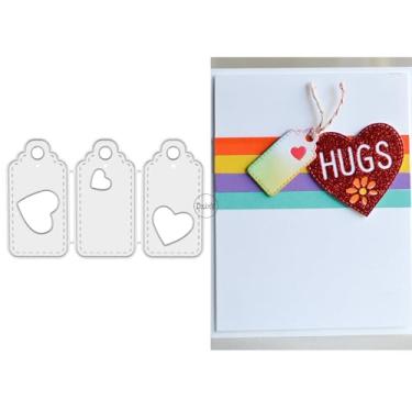 Imagem de DzIxY Matrizes de corte de metal com etiqueta de coração para kit de fabricação de cartões, conjunto de recortes de papel, estêncil, suprimentos, modelos de máquina