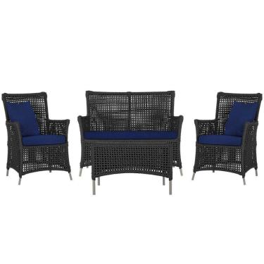 Imagem de Jogo Sofá 2 Poltronas e Mesa Igapó Fendi E10 Trama Original Preto