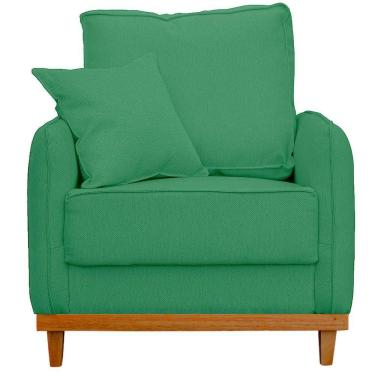 Imagem de Poltrona Sofa Sena Base De Madeira Luxo Conforto Para Hotel E Sala Linho Verde