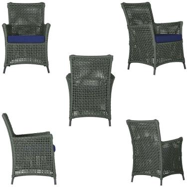 Imagem de 4 Poltronas E 1 Mesa Igapó Alumínio Preta Corda Náutica E10 Verde