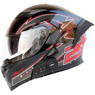 Imagem de Capacete De Moto Modular Capacete De Motocicleta Bluetooth Front Up Full Face Flip Up Capacete Capacete De Motocicleta Capacete Modular Para Motocicleta Scooter Ciclomotor Ece Dot, D, S(54CM)