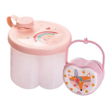 Imagem de Kit 2 Peças Dosador Porta Leite Em Pó E Porta Chupeta Higiênico (Menina)
