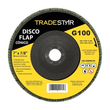 Imagem de Disco Flap 180 Mm G100 Fibra Cônico Aço Tradestar