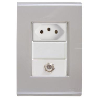 Imagem de Cj Tomadas 10a E Tv Sat Coaxial Liz Fendi Tramontina Completo Pronto Tramontina