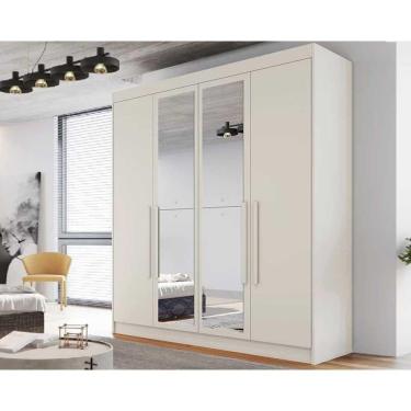 Imagem de Guarda Roupa Solteiro 3 Gavetas E 4 Portas C-2 Espelho Nantes Off White - Europa