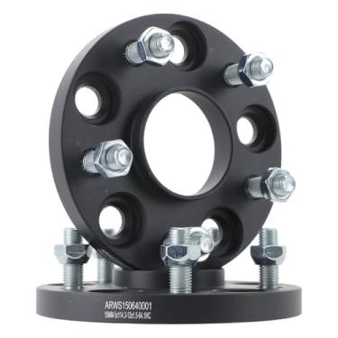 Imagem de VibeUp Adaptadores de espaçadores centralizados de cubo de 5 x 4,5, forjados com 15 mm de espessura com passo de rosca M12 x 1,5, furo de cubo de 2,5" (64,1 mm), espaçadores de pneu de 5 terminais de