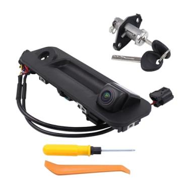 Imagem de DriveFix Maçaneta da porta do porta-malas e suporte de estacionamento traseiro para montagem de câmera reserva com cilindro de trava de porta traseira para Hyundai Sonata 2015-2017