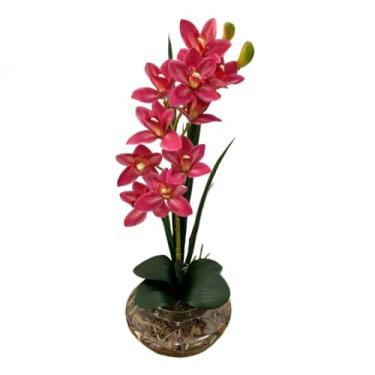 Imagem de Arranjo De Orquidea Artificial Silicone 60cm Musgo Natural Decor Centro De Mesa Flores Artificiais Decorativas(ROSA PINK)