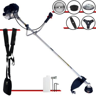 Imagem de Roçadeira C/ Sistema Antivibração Toyama RT43LB25A 43cc 10000rpm 1,7HP Com Carretel e Lâmina 3 Pontas + Lâmina Facão + Lâmina 40 Dentes Vídea + Escova