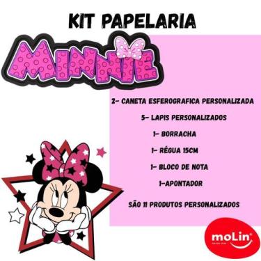 Imagem de Kit Papelaria Minnie Molin 11 Itens Personalizados Disney