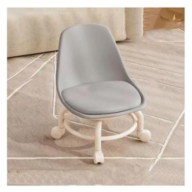 Imagem de Banqueta de rolamento baixo com descanso traseiro de couro, rodízios, banco, mini banco móvel com rodas giratórias universais de 360 graus para loja de garagem de escritório em casa (cinza 45 x 38 x