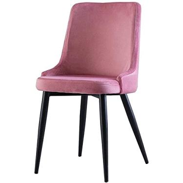 Imagem de Cadeiras de móveis de sala de jantar de cozinha cadeira de jantar de veludo almofada macia encosto pernas de metal cadeira de maquiagem moderna cadeira de recepção (cor: rosa, tamanho: pernas pretas)