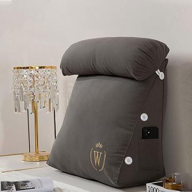 Imagem de HMBLAW Almofada triangular de cunha, almofada de leitura, almofada de apoio lombar com capa removível para sofá, cadeira, suporte para costas, almofada portátil, de pelúcia, para relaxar, braço