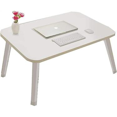 Imagem de Bandeja dobrável de café da manhã, [mesa dobrável para laptop para cama e sofá] mesa de sofá, mesa de cama para laptop, escrita, estudo, comer | armazenamento, suporte de leitura (branco)