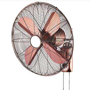 Imagem de KUYBTU Ventilador de resfriamento montado na parede, ventilador de parede retrô de metal, clássico europeu, ventilador de parede industrial oscilante - mecânico - 40,6 cm