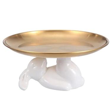 Imagem de Cesta de frutas de cerâmica criativa suporte de bolo de coelho prato de sobremesa bandeja de servir frutas decorativa utensílios de mesa artesanato presente bandejas de frutas para festa