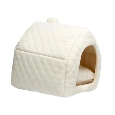 Imagem de Ｂｅｓｇａ Kitty Cave Bed Condo Kennel Snooze Indoor Cozy Sleeping Cat Hideaway Cat House para Pomeranian Poodle Kitten Cats Hamster, Bege