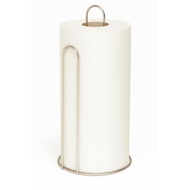 Imagem de Suporte Porta Rolo De Papel Toalha Vertical Cromado Organizador De Bancada Cozinha Mesa Aço Inox Prata