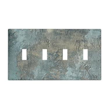 Imagem de Nadoabtm Placa de cobertura para interruptor de luz texturizada abstrato azul bege estilo industrial 4 gangues quadriciclo interruptores decorativos capas de placa de tomada elétrica placa de parede
